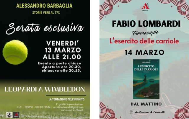 Due eventi letterari alla Libreria Mondadori di Vercelli