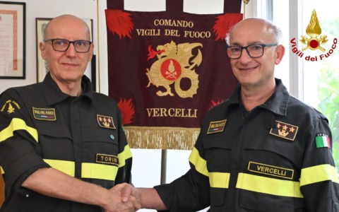 Giannace prende il comando dei Vigili del Fuoco di Vercelli da Giacalone