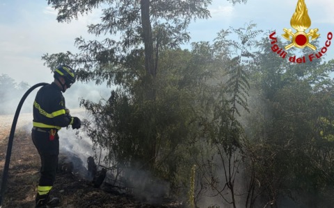 Intervento dei Vigili del Fuoco per incendio di sterpaglie a Caresanablot
